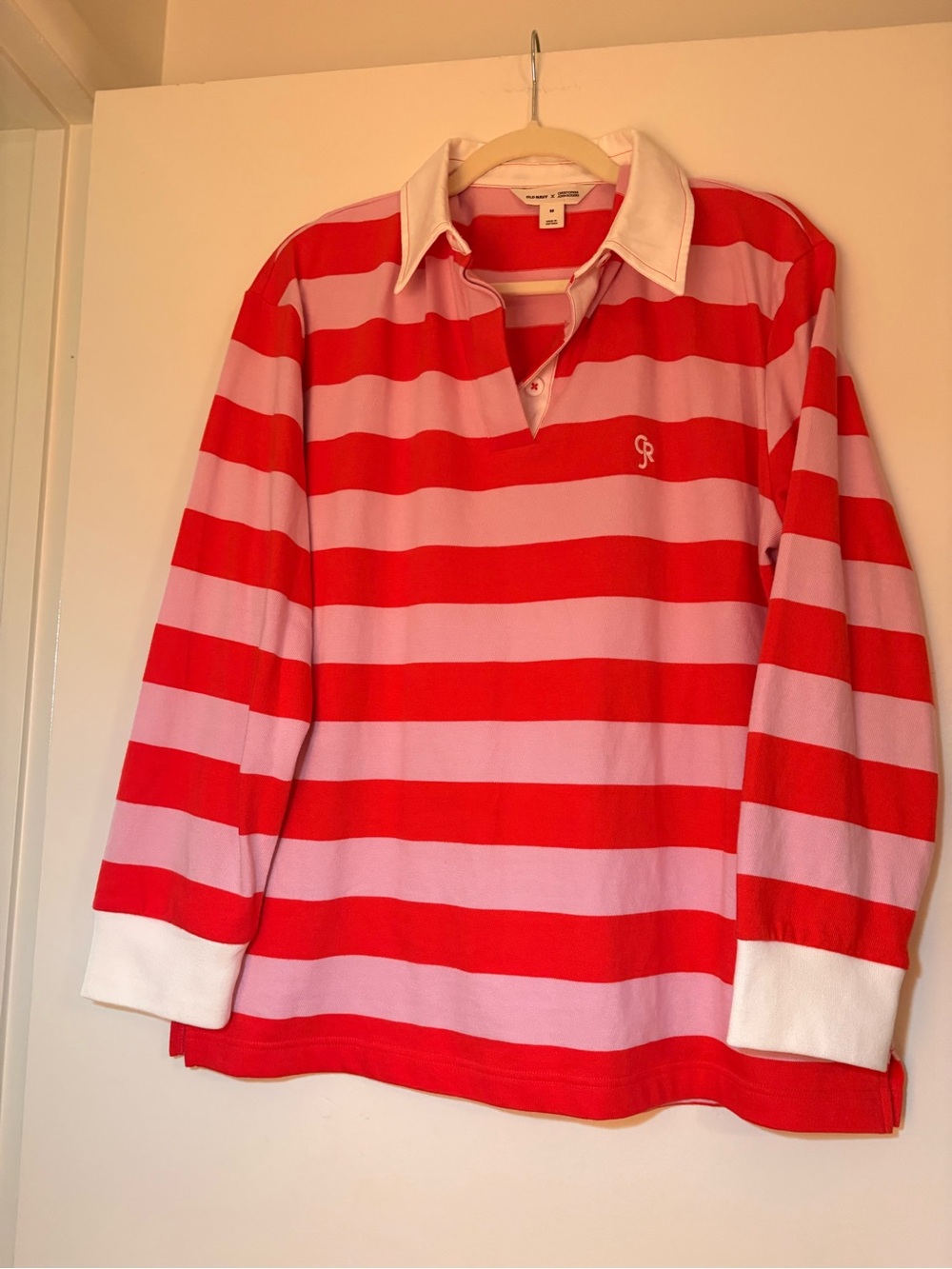 Reserved Pink and Red Striped Long-Sleeve Rugby Shirt